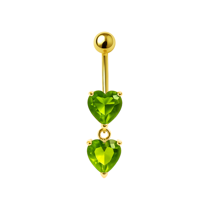 925 Sterling Silver Gold Plated Heart Drop Belly Ring