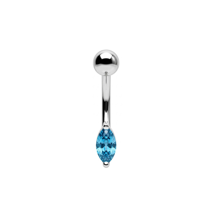 925 Sterling Silver Marquise CZ Non Dangle Belly Button Ring