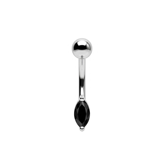 925 Sterling Silver Marquise CZ Non Dangle Belly Button Ring