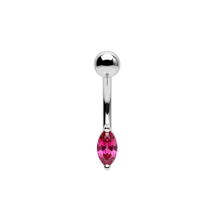 925 Sterling Silver Marquise CZ Non Dangle Belly Button Ring