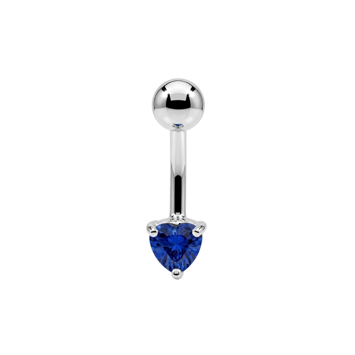 925 Sterling Silver Heart CZ Non Dangle Belly Button Ring