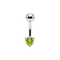 925 Sterling Silver Heart CZ Non Dangle Belly Button Ring