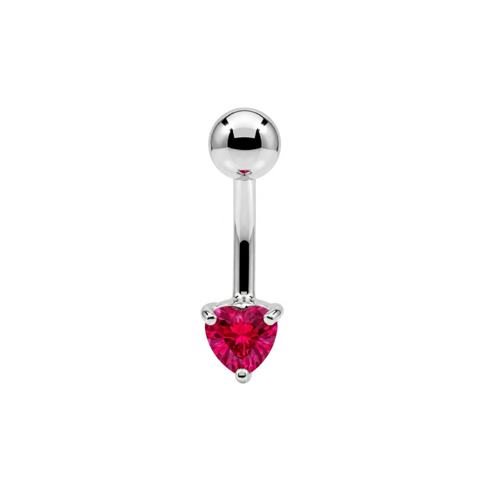 925 Sterling Silver Heart CZ Non Dangle Belly Button Ring