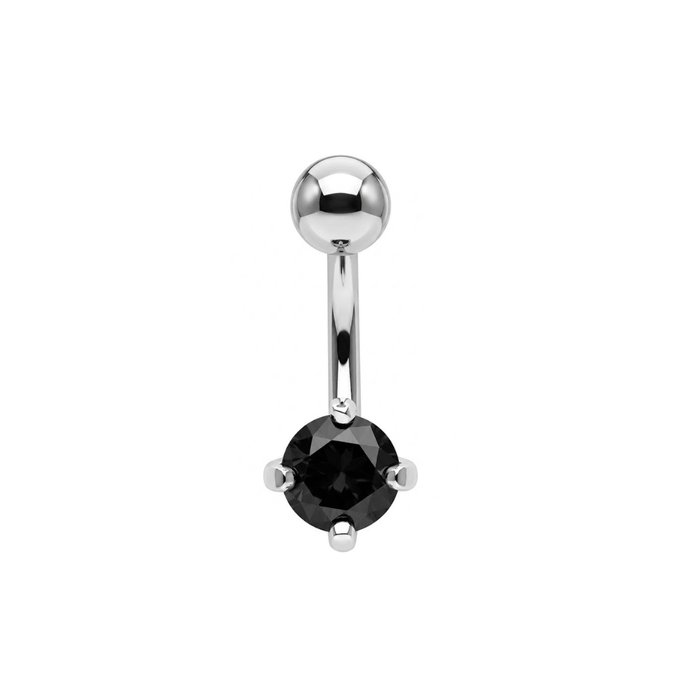 925 Sterling Silver Round CZ Jewelled Non Dangle Belly Button Ring