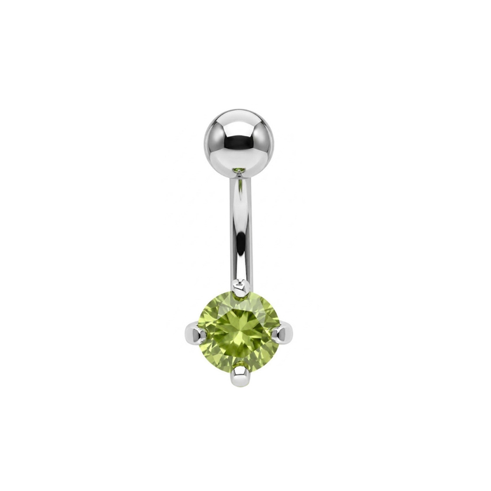 925 Sterling Silver Round CZ Jewelled Non Dangle Belly Button Ring