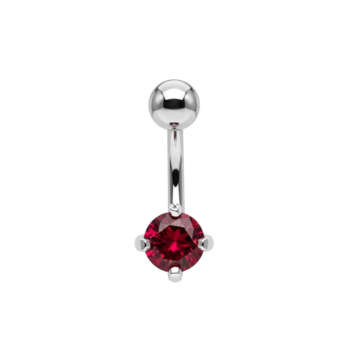925 Sterling Silver Round CZ Jewelled Non Dangle Belly Button Ring