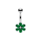 925 Sterling Silver Six Petal CZ Flower Non Dangle Belly Button Ring