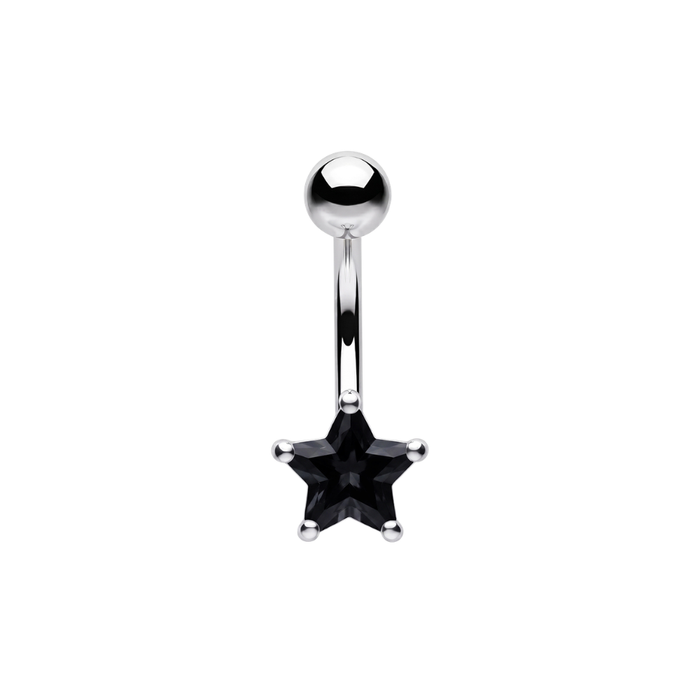 925 Sterling Silver CZ Star Non Dangle Belly Button Ring