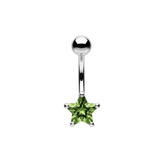 925 Sterling Silver CZ Star Non Dangle Belly Button Ring