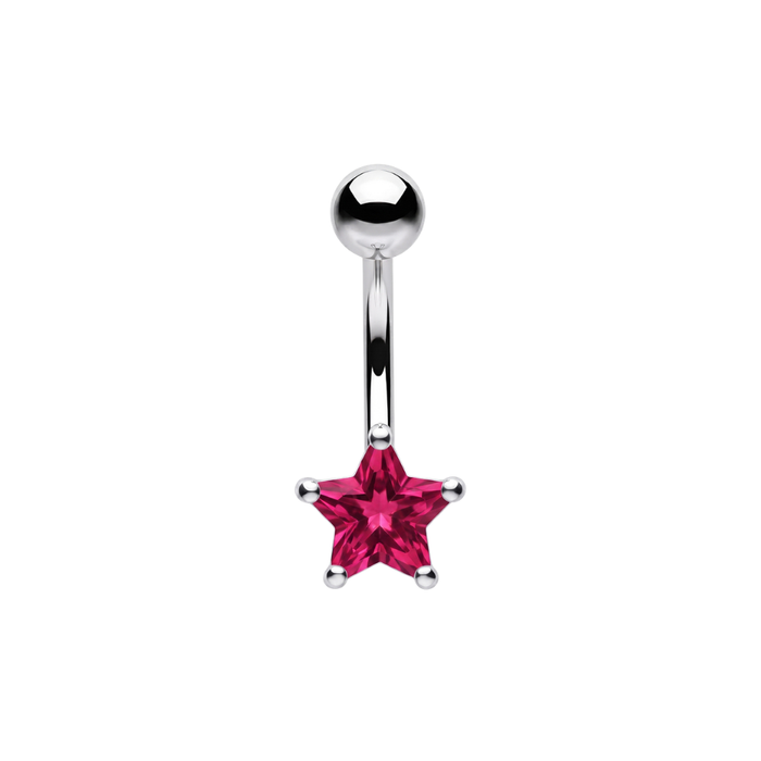 925 Sterling Silver CZ Star Non Dangle Belly Button Ring