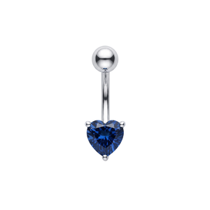 925 Sterling Silver Heart Cut CZ Non Dangle Belly Button Ring