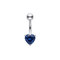 925 Sterling Silver Heart Cut CZ Non Dangle Belly Button Ring