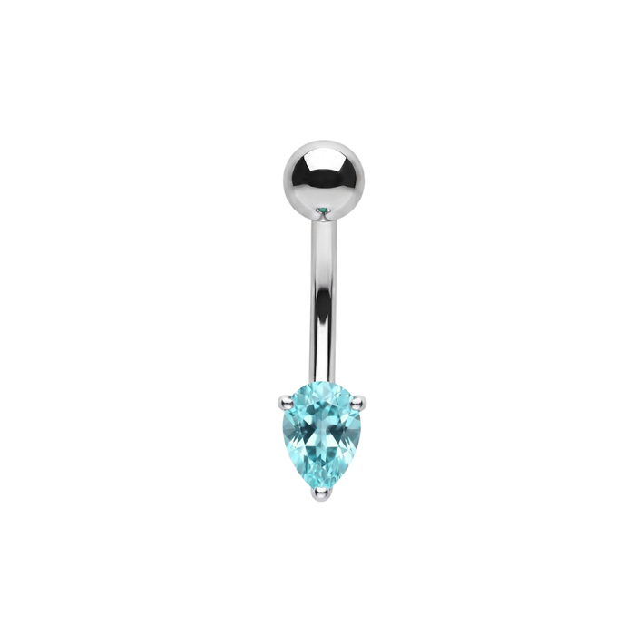 925 Sterling Silver Pear Cut CZ Non Dangle Belly Button Ring