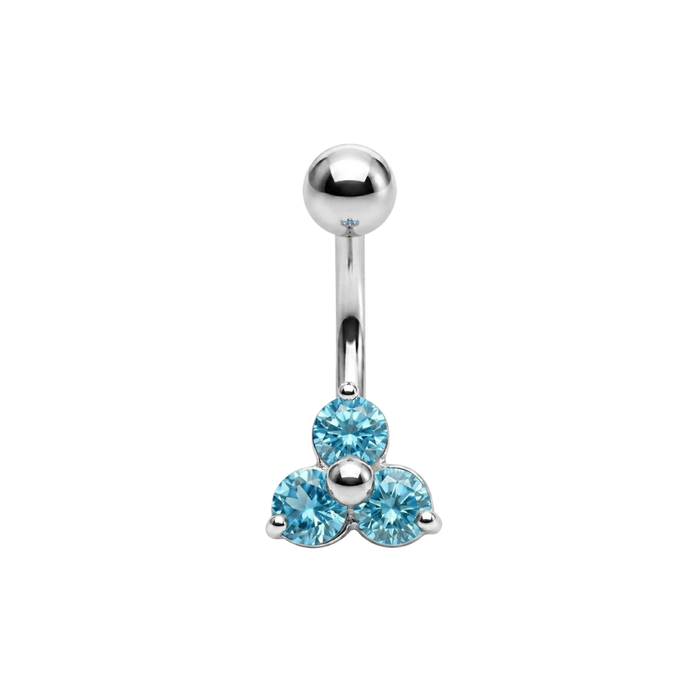 925 Sterling Silver Trinity CZ Cluster Non Dangle Belly Button Ring