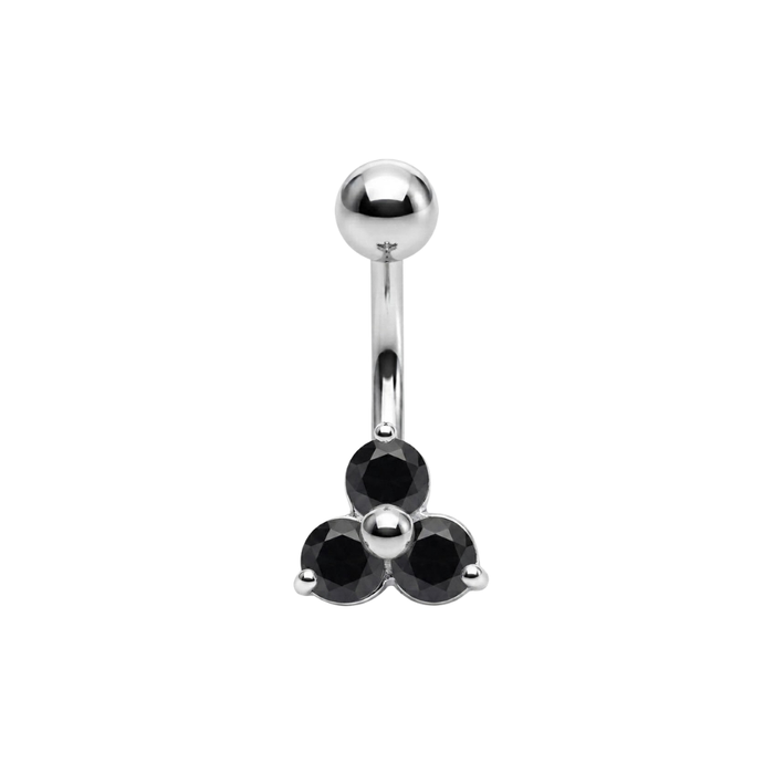 925 Sterling Silver Trinity CZ Cluster Non Dangle Belly Button Ring