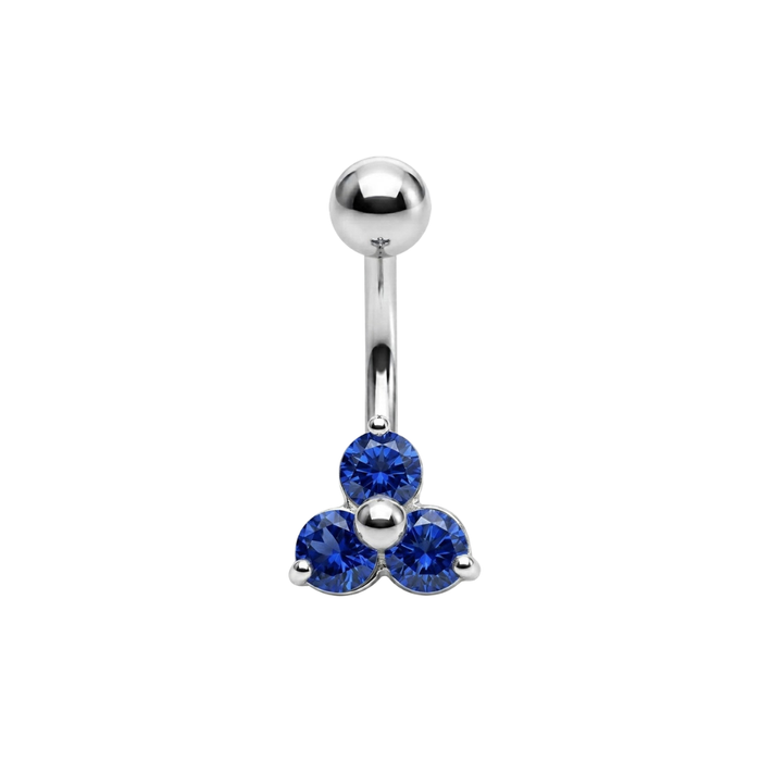 925 Sterling Silver Trinity CZ Cluster Non Dangle Belly Button Ring