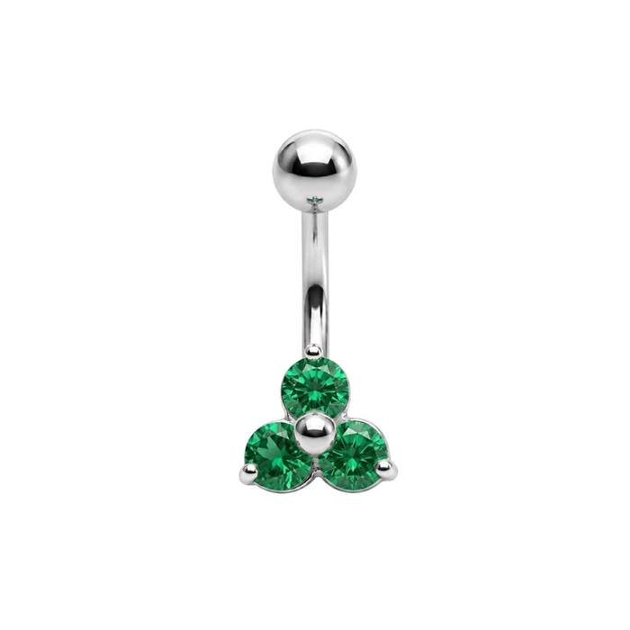 925 Sterling Silver Trinity CZ Cluster Non Dangle Belly Button Ring