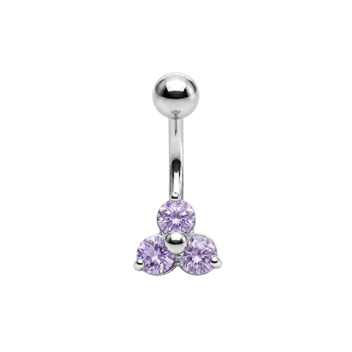 925 Sterling Silver Trinity CZ Cluster Non Dangle Belly Button Ring