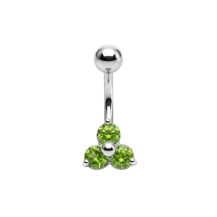 925 Sterling Silver Trinity CZ Cluster Non Dangle Belly Button Ring