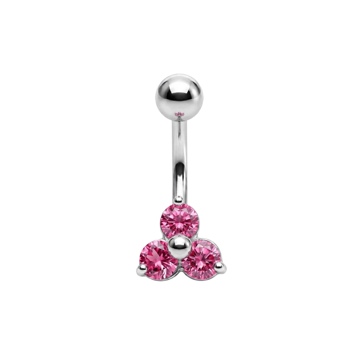 925 Sterling Silver Trinity CZ Cluster Non Dangle Belly Button Ring