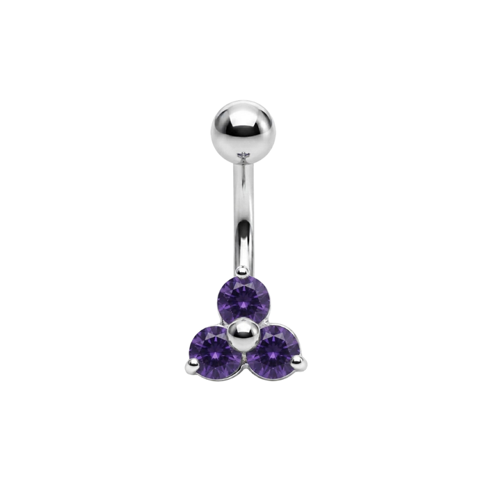 925 Sterling Silver Trinity CZ Cluster Non Dangle Belly Button Ring
