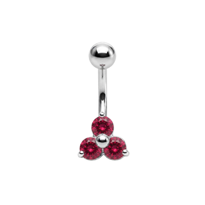 925 Sterling Silver Trinity CZ Cluster Non Dangle Belly Button Ring