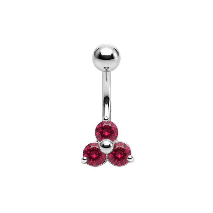 925 Sterling Silver Trinity CZ Cluster Non Dangle Belly Button Ring