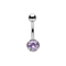 925 Sterling Silver Round Solitaire CZ Non Dangle Belly Button Ring