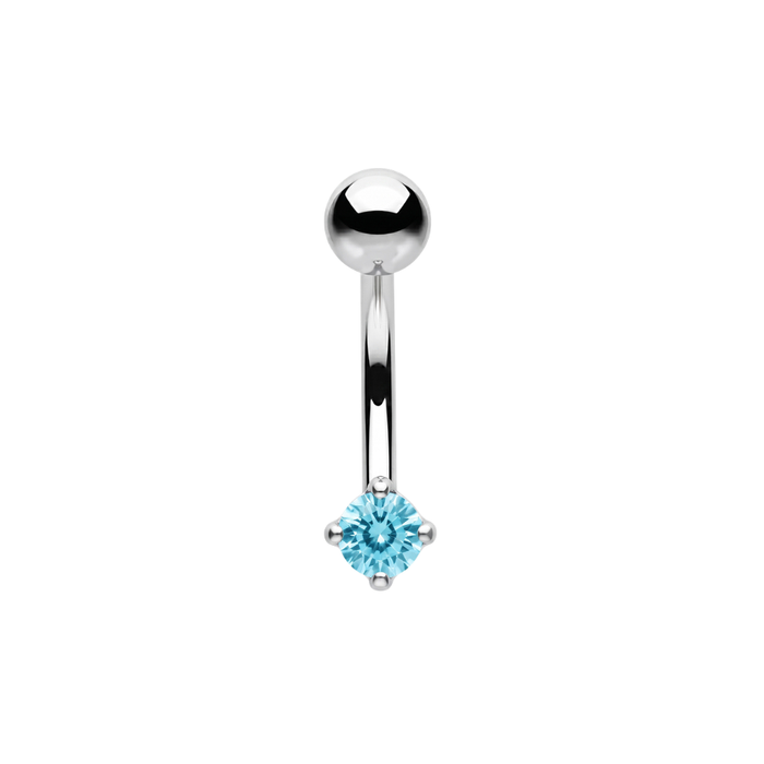 925 Sterling Silver Petite Round Solitaire CZ Non Dangle Belly Button Ring