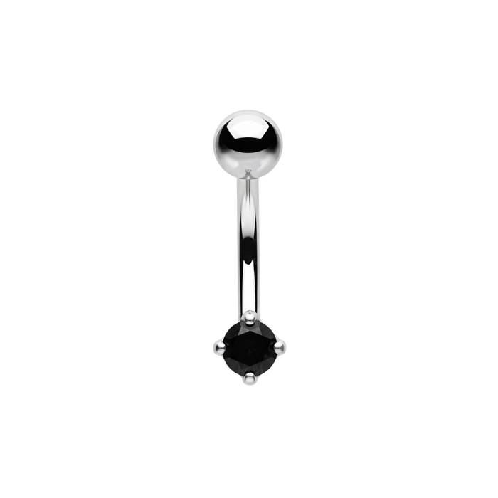 925 Sterling Silver Petite Round Solitaire CZ Non Dangle Belly Button Ring