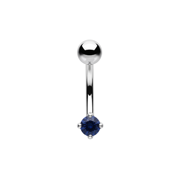 925 Sterling Silver Petite Round Solitaire CZ Non Dangle Belly Button Ring