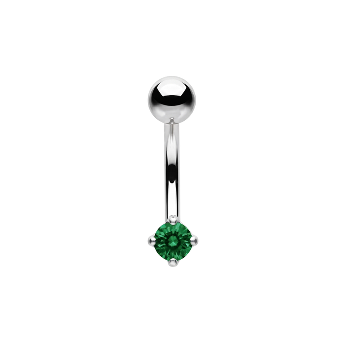 925 Sterling Silver Petite Round Solitaire CZ Non Dangle Belly Button Ring