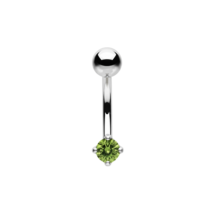 925 Sterling Silver Petite Round Solitaire CZ Non Dangle Belly Button Ring