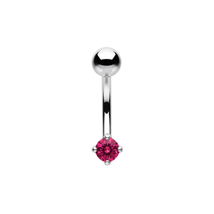 925 Sterling Silver Petite Round Solitaire CZ Non Dangle Belly Button Ring