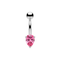 925 Sterling Silver Teardrop CZ Non Dangle Belly Button Ring