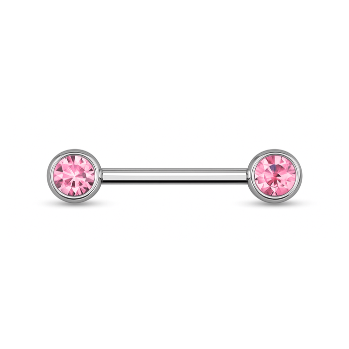 316L Surgical Steel Nipple Bar with Cubic Zirconia Jewelled Ball