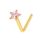 9K Gold Pink Stone L-Shape Nose Stud