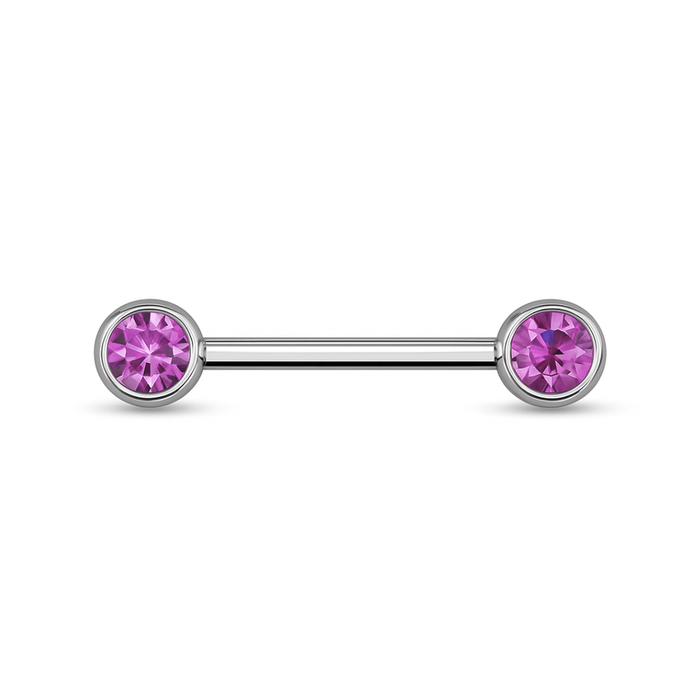 316L Surgical Steel Nipple Bar with Cubic Zirconia Jewelled Ball