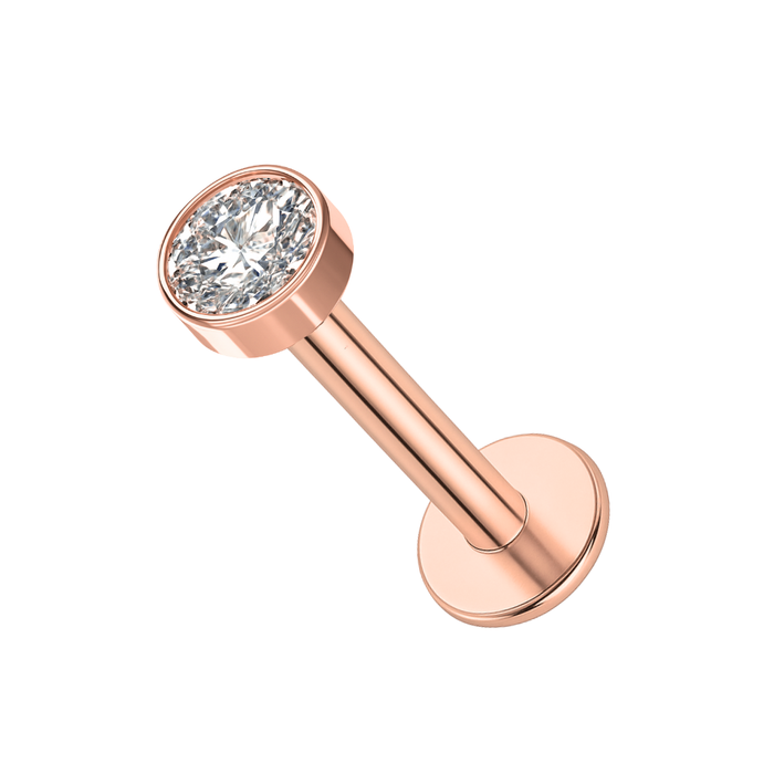 G23 Titanium Jewelled (Rose Gold) PVD Threadless Push-Fit Flatback Stud