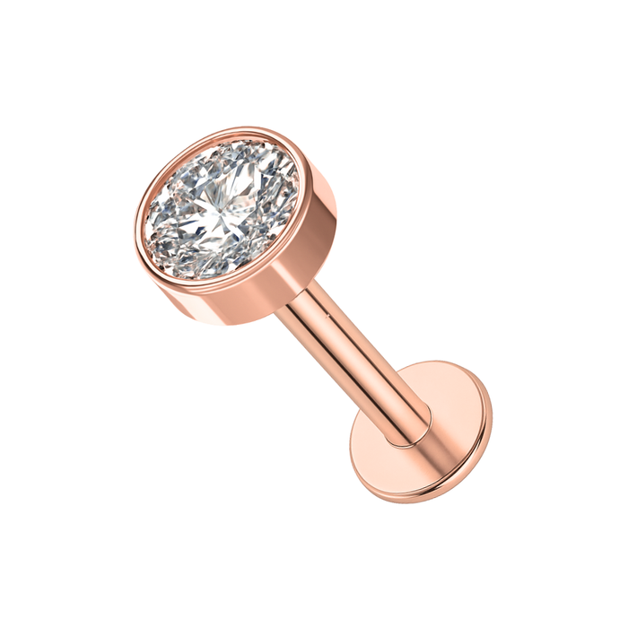 G23 Titanium Jewelled (Rose Gold) PVD Threadless Push-Fit Flatback Stud