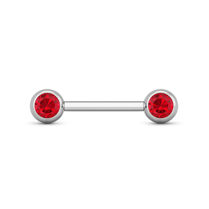 316L Surgical Steel Nipple Bar with Cubic Zirconia Jewelled Ball