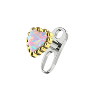 G23 Titanium Opal Heart Jewelled Dermal Anchor