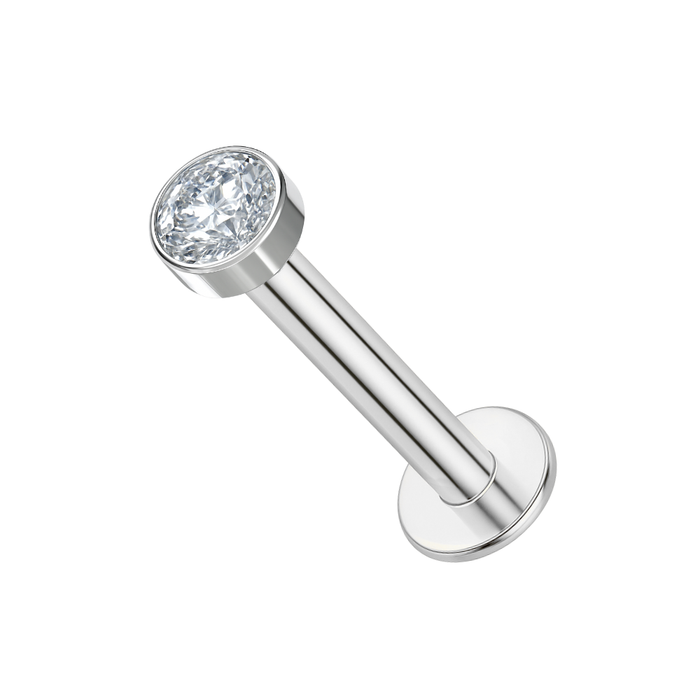 G23 Titanium Round CZ Threadless Labret