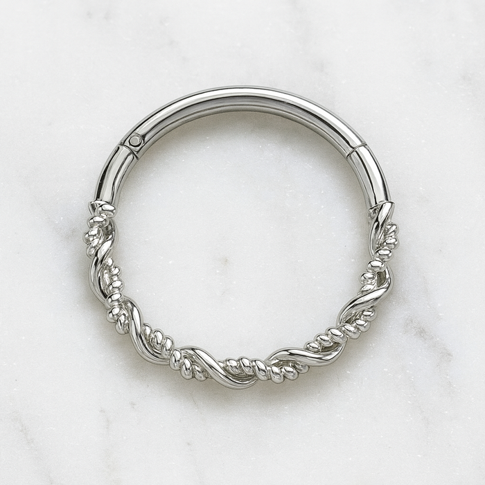 925 Sterling Silver Twisted Style Segment Clicker Ring - Monster Piercing