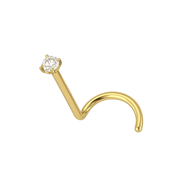 18K Gold Diamond Jewelled Screw Nose Stud