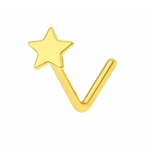 9K Gold Plain Star L-Shape Nose Stud - Monster Piercing