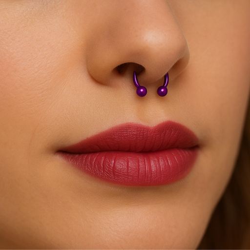 316L Surgical Steel Purple Horseshoe CBB with Ball - Monster Piercing