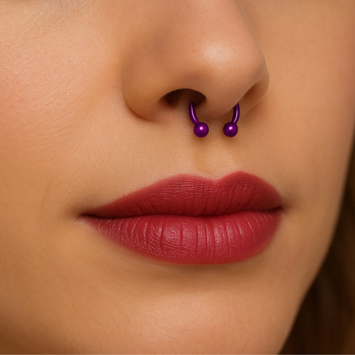 316L Surgical Steel Purple Horseshoe CBB with Ball - Monster Piercing