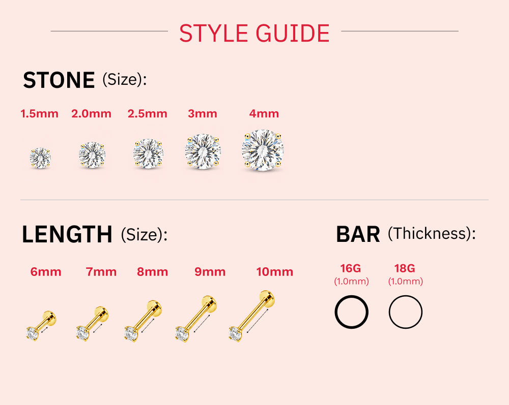 Labret & Flatback Size Guide
