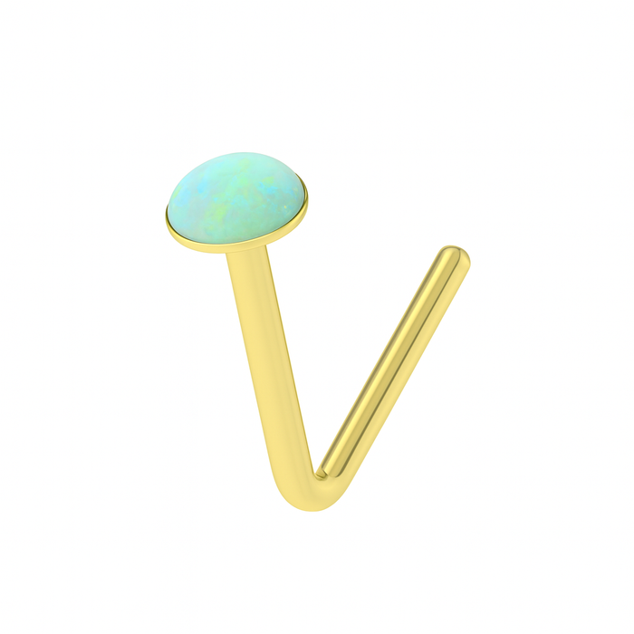 9K Gold L-Shaped Crystal Nose Stud - Monster Piercing